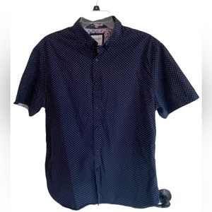 Denim & Flowers John Singh Navy Dots Short Sleeve Button-up Men’s Size L